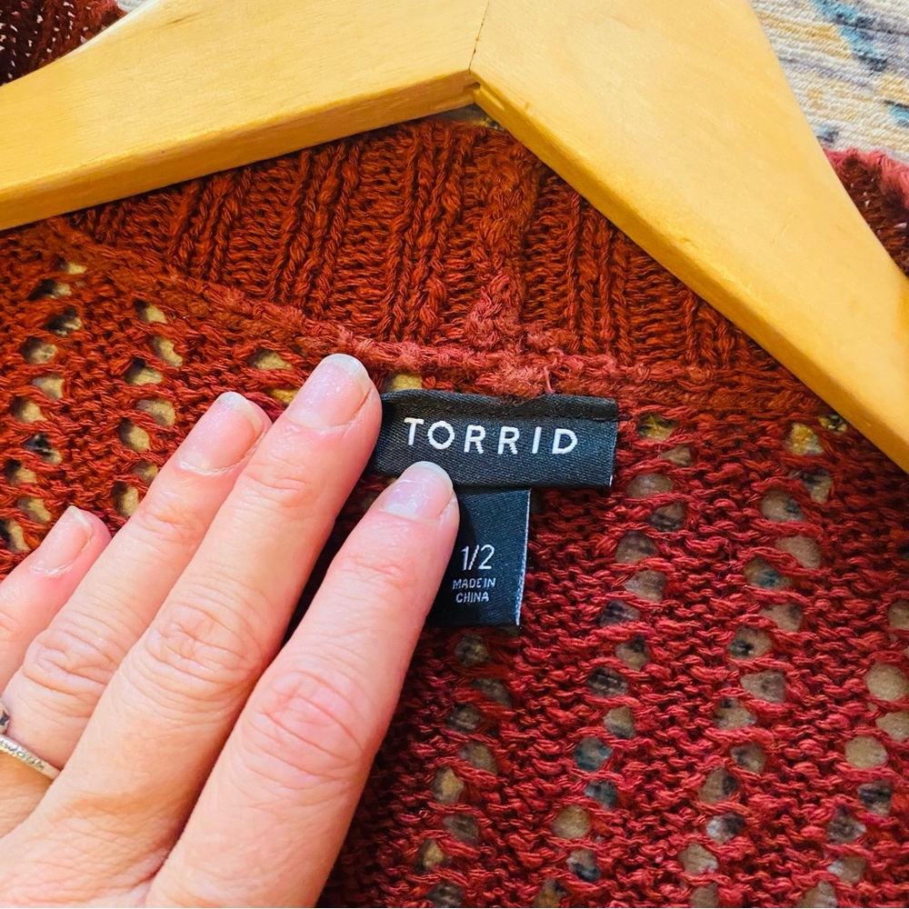 Torrid Open Stitch Cardigan Poncho Sweater size 1/2 - Picture 8 of 9